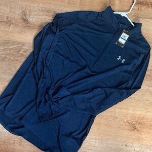 *NWT* Under Armour Men's Dark Blue Quarter Zip Long Sleeve Shirt